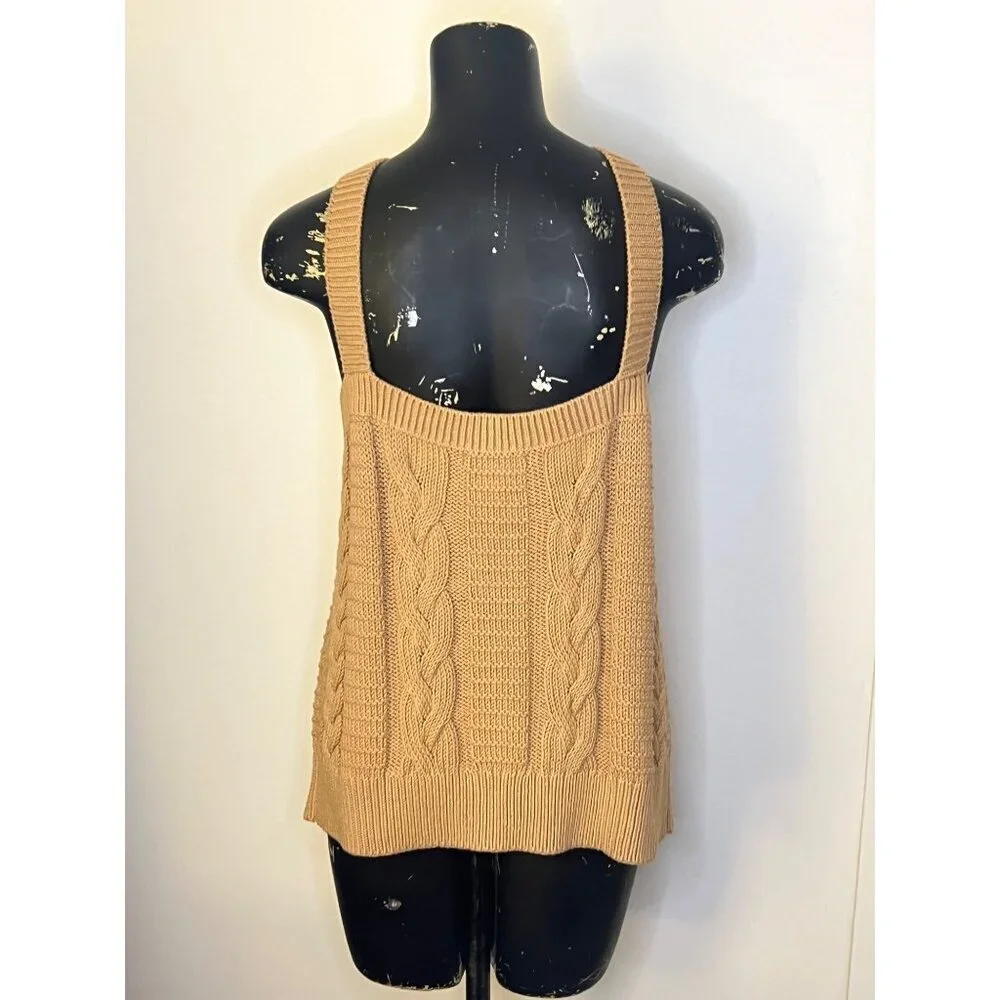 NEW Banana Republic Cable Knit Sweater Tank in Camel Size XL